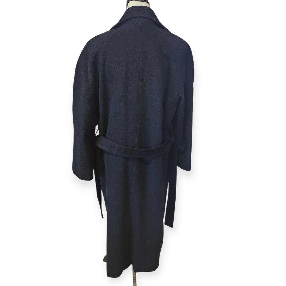100% Camel Hair Vintage Jonathan Michael Long Black Belted Trench Coat Women 10 - Picture 5 of 10